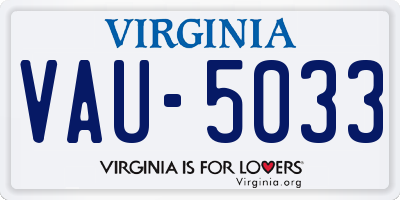 VA license plate VAU5033