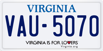 VA license plate VAU5070