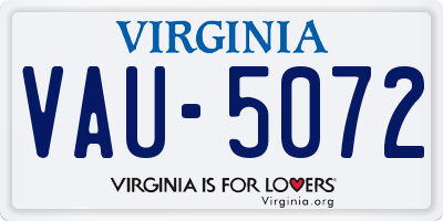 VA license plate VAU5072