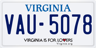 VA license plate VAU5078