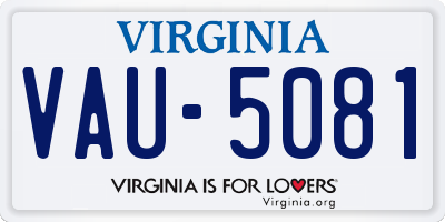 VA license plate VAU5081