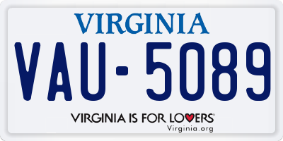 VA license plate VAU5089