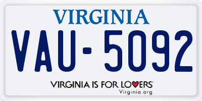 VA license plate VAU5092