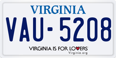 VA license plate VAU5208