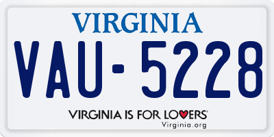 VA license plate VAU5228