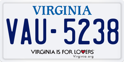 VA license plate VAU5238
