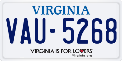 VA license plate VAU5268