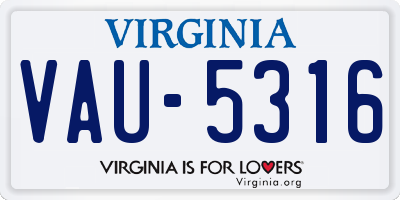 VA license plate VAU5316