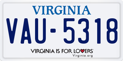 VA license plate VAU5318