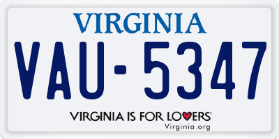 VA license plate VAU5347