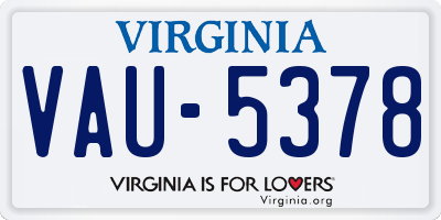 VA license plate VAU5378