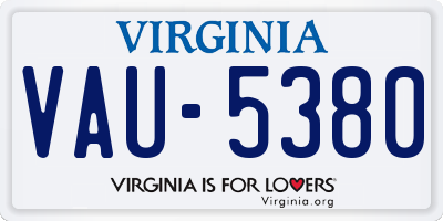 VA license plate VAU5380