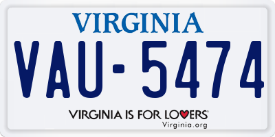 VA license plate VAU5474