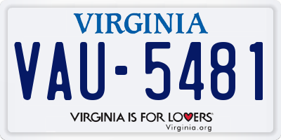 VA license plate VAU5481