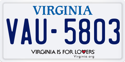 VA license plate VAU5803