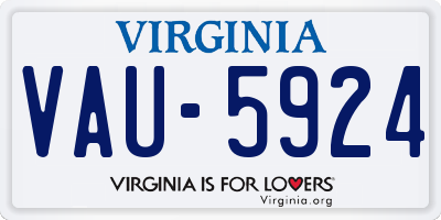 VA license plate VAU5924