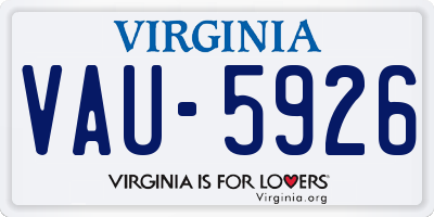 VA license plate VAU5926