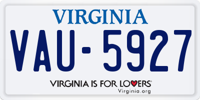 VA license plate VAU5927