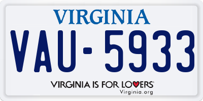 VA license plate VAU5933