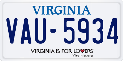 VA license plate VAU5934