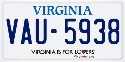 VA license plate VAU5938