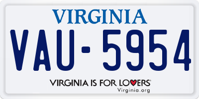 VA license plate VAU5954