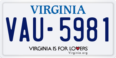 VA license plate VAU5981