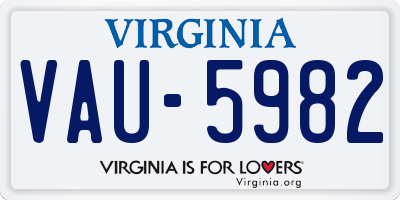 VA license plate VAU5982