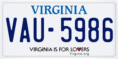 VA license plate VAU5986