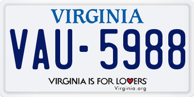 VA license plate VAU5988