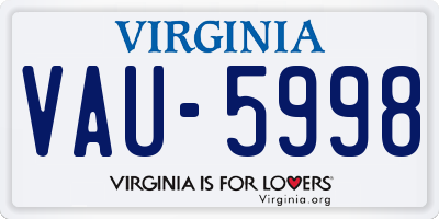 VA license plate VAU5998