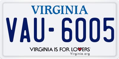 VA license plate VAU6005