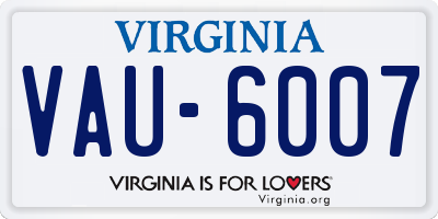 VA license plate VAU6007