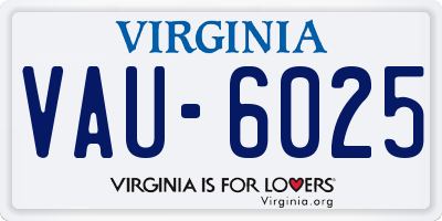 VA license plate VAU6025