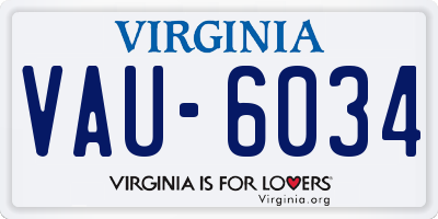 VA license plate VAU6034