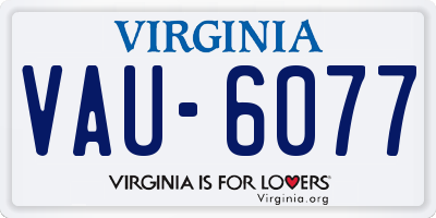 VA license plate VAU6077