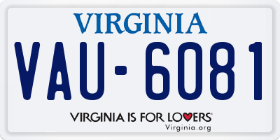 VA license plate VAU6081