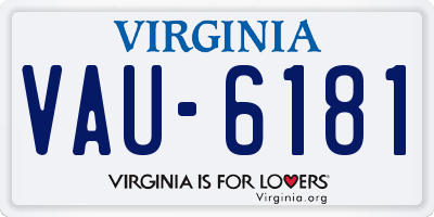 VA license plate VAU6181