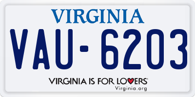 VA license plate VAU6203