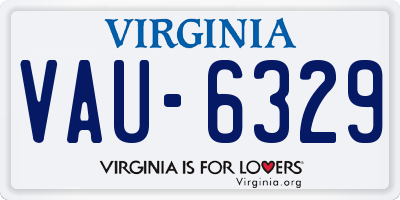 VA license plate VAU6329