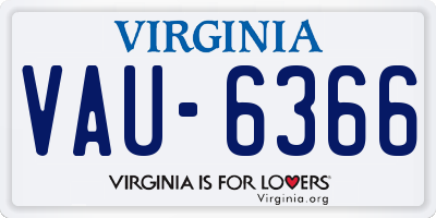 VA license plate VAU6366
