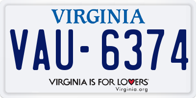 VA license plate VAU6374