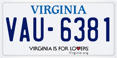 VA license plate VAU6381