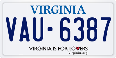 VA license plate VAU6387