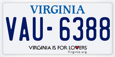 VA license plate VAU6388