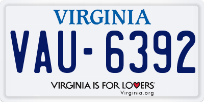 VA license plate VAU6392