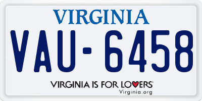 VA license plate VAU6458