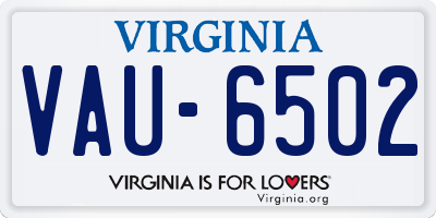 VA license plate VAU6502