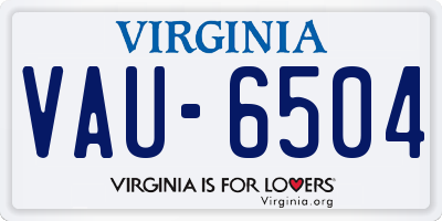 VA license plate VAU6504