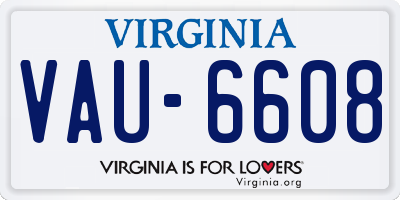 VA license plate VAU6608